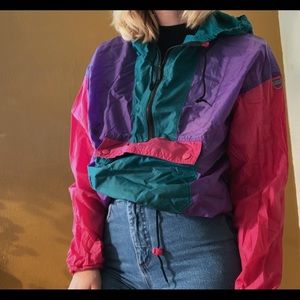 Vintage Color Block Windbreaker Jacket
